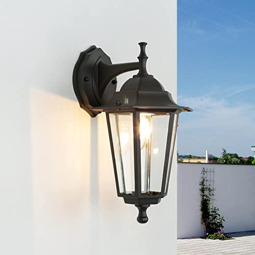 Licht-Erlebnisse Außenlampe Landhaus Retro PARIS in Anthrazit aus Aluminium Glas IP44 Rustikale Wandlampe Balkon Cover