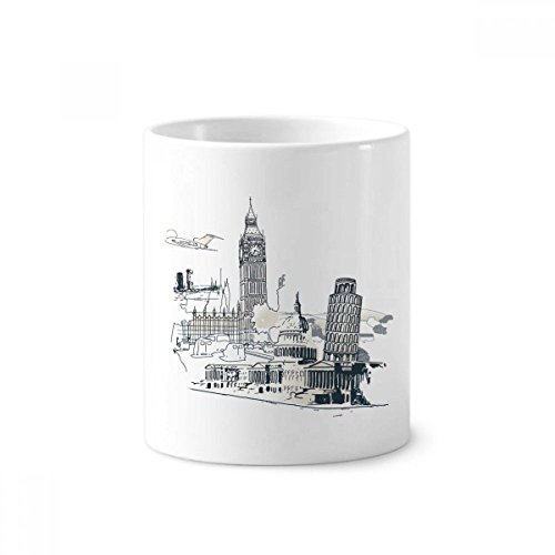 Porte-brosse à dents en céramique 350ml avec motifs de monuments
