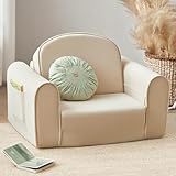 Tiny Land 2-in-1 Foldable Kids Couch with Pockets – Soft...