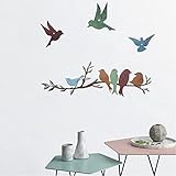 Bird Metal Wall Art, 8 Birds Stained Metal Birds Outdoor Wall Decor Birds on the Branch Wall Decor A