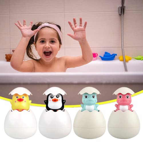 Easter Eggs, Baby Bathing Toys, Floating Toys, Water Spraying Toys, Cute Animal Plastic Easter Eggs Hand Drawn Eggs Toy Gift Easter Basket Stuffers Fillers Egg Shape Easter Hunt Party Favor. (3 Pcs)