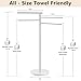 Standing Towel Rack, 4 Tier 360° Rotating Towel Racks for Bathroom with Heavy Marble Base, Freestanding Stainless Steel Foldable Arms Floor Towel Drying Holder Stand for Outdoor Pool, Nickel, YOFOVI