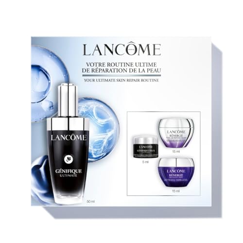 Lancôme Génifique Ultimate Serum Complete Set Repair Science Skincare Routine Includes 50ml Serum Eye Cream HPN 300 Cream and Night Cream Skincare Gift Set (Worth 161.90)