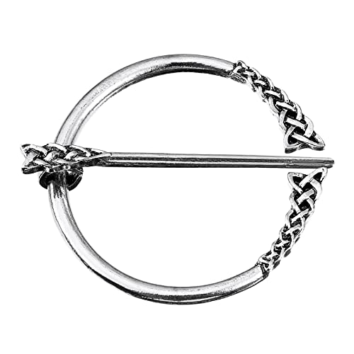 Image of uxcell Vintage Brooch Cloak Pin, Penannular Brooch Cloak Clasp Scarf Pin Shawl Pin Cardigan Brooch Buckle for Women Men Costume Accessory