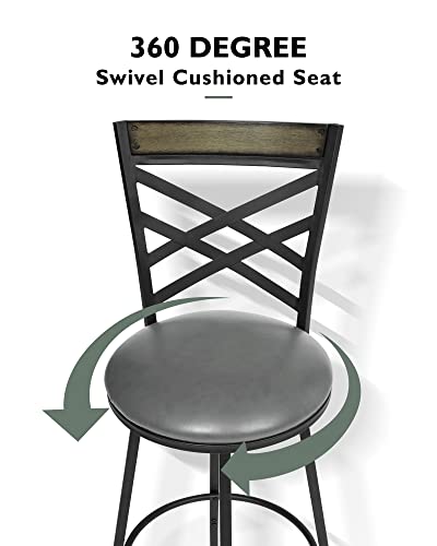 Katdans Grey Swivel Bar Stools Set Of 2, Adjustable Seat Height Bar Stools, 24/29 Inches Counter Height Stools With Back Bar Height Stools For Kitchen Island, Pub,Bistro, Restaurant, Ks210516Dg #TOP4