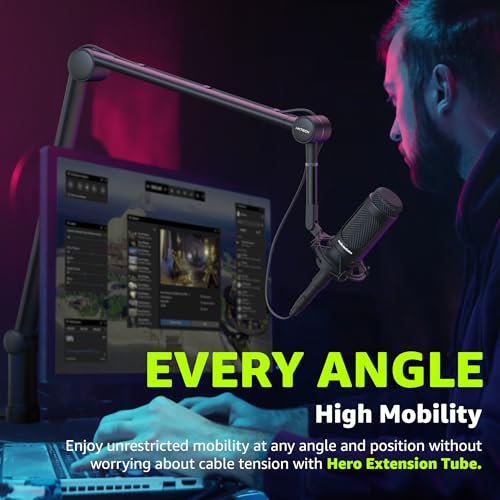 IXTECH Boom Arm Mic Stand with Extension Tube Upgraded Microphone Arm for Shure SM7B MV7 Blue Yeti Sturdy Stainless Steel Mic Arm Desk Stand Foldable Scissor Arm Microphone Mount for Podcast Gaming by IXTECH - Image 8