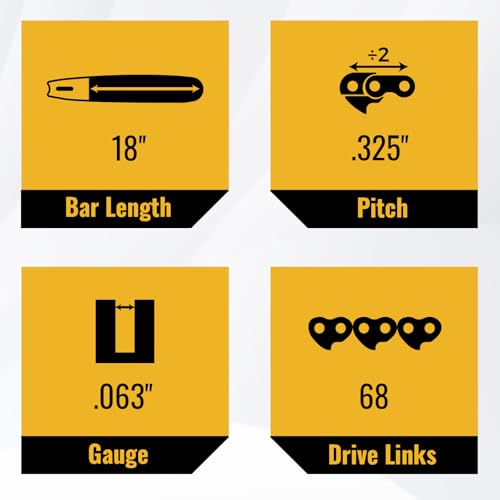 3 Pack 18 Inch Semi-Chisel Chainsaw Chain, .325" Pitch .063" Gauge 68 Drive Links Replacement Saw Chain Fit for STIHL Husqvarna Craftsman — view 2