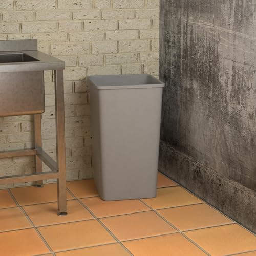 Image of Square Commercial Trash Can (Trash Can, Gray, 50 Gallon)
