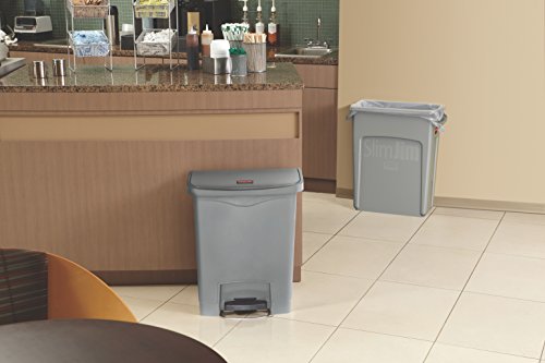 Image of Rubbermaid Commercial Products Streamline Slim Step-On Plastic Trash /Garbage Can, 8-Gallon, Gray, Wastebasket for Home /Kitchen /Hospital /Healthcare Facility