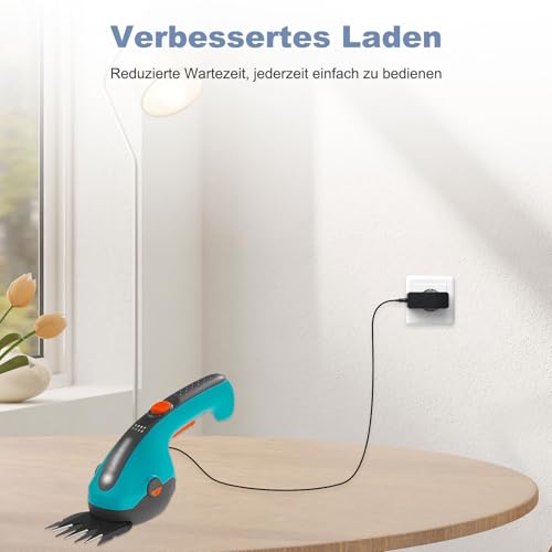 Yattoper Ladegeräte Kompatibel mit Gardena Set ClassicCut Li 9853/9854/9855 ComfortCut Li 9856/9857/9858 Grasschere，schwarz (Nicht kompatibel mit AkkuCut Li und USB-C Anschluss)