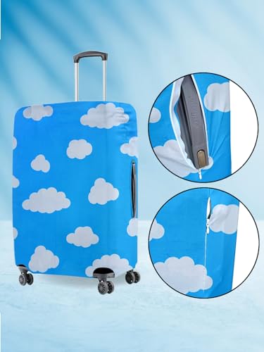 Image of Cortina Eco-Friendly Abstract Print Luggage Protective Cover|Large|Fits 26-30 Inch Luggage|Polyester-Spandex|72cm (28 inches)|Travel Suitcase Protectors|Anti Scratch|Pack of 1|Blue 3