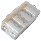 Home-X - Clear C Battery Storage Case, Stores and Organizes Batteries in a Hard, See-Through Case for Easy Access, Fits Up to 8 C Batteries