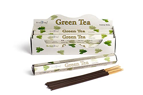 Giftbrit(Pack Of 6 X 20 Sticks) Stamford Green Tea Flavour Incense Sticks|Natural Compound Aromatic Fragrance|Ideal For Meditation, Spiritual Healing, Prayers, Positivity, Aromatherapy Gift Set #TOP21