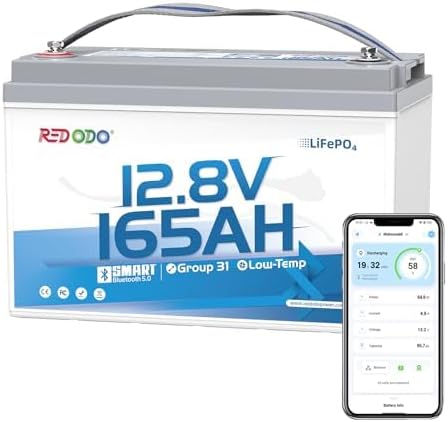 Redodo 12V 165Ah Bluetooth LiFePO4 Battery