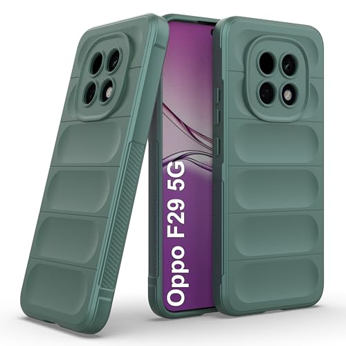 Image of Zapcase Back Case Cover for Oppo F29 5G | Compatible for Oppo F29 5G Back Cover | Liquid Silicon Magic Case with Camera Protection | Dark Green