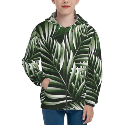 Tropical Palm Leaves1 Kid Hoodies Boys Zip Up Sweatshirts Girls Pullover with Pocket3