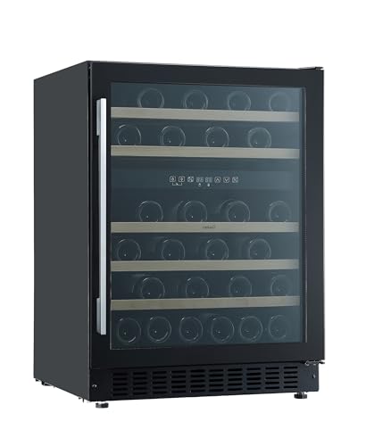 Cata Vinoteca VI 59082 BK No Frost Capacidad 46 Botellas Control Electrónico de Temperatura Panel Touch Control Digital Luz Interior LED Puerta Reversible Ventilación Interna Ancho 59,5 cm Color Negro