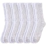 NOCIN COLOR Womens Fuzzy Socks Cozy Fluffy Slipper Socks Soft Winter Warm Home Sleeping Christmas Socks（5 Pairs White）