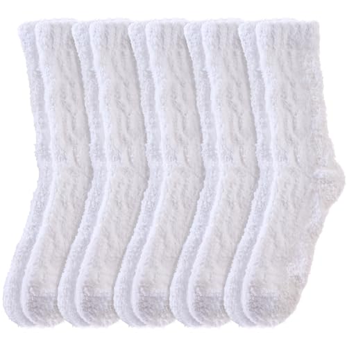 Image of Womens Fuzzy Socks Cozy Fluffy Slipper Soft Winter Warm Home Sleeping Christmas Socks