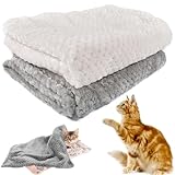 FGen 2PCS Plaid Chien Chat, Couverture pour Chiens Chats, Couverture Double Face pour Animaux, Tapis Doux Chaud pour Chiens Chats, pour canapé, Voiture, Voyage et Animaux Domestiques