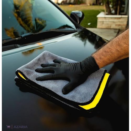 Image of AZARIA Microfiber Cloth 30x40 cm 800 GSM Thick Lint & Streak-Free Multipurpose Cloths Automotive Microfiber Towels for Car Bike Cleaning Washing, car Cleaning Accessories (Pack of 4 Grey 800 GSM)
