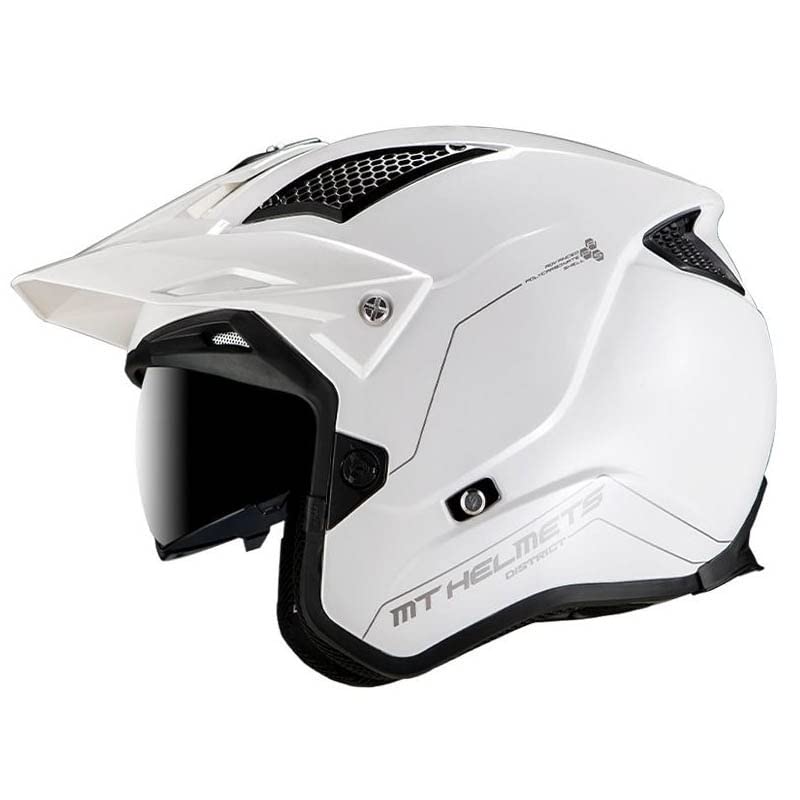 Casco MT District SV Solid Blanco | Casco de Moto Jet Trial | Helmets Unisex Hombre y Mujer