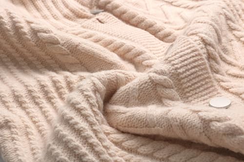 CHARTOU Women Winter Thick Cardigan Lapel Collar Button Down Chunky Knit Coatigan Sweater Jacket4