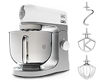 Kenwood kMix KMX750WH Küchenmaschine, 5 l Edelstahl Schüssel, Safe-Use-Sicherheitssystem, Metallgehäuse, 1000 Watt, inkl. 3-Teiligem Patisserie-Set und Spritzschutz, Weiß, Weiss – Ansicht 1