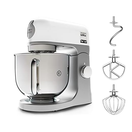 Kenwood kMix KMX750WH Küchenmaschine, 5 l Edelstahl Schüssel, Safe-Use-Sicherheitssystem, Metallgehäuse, 1000 Watt, inkl. 3-Teiligem Patisserie-Set und Spritzschutz, Weiß, Weiss