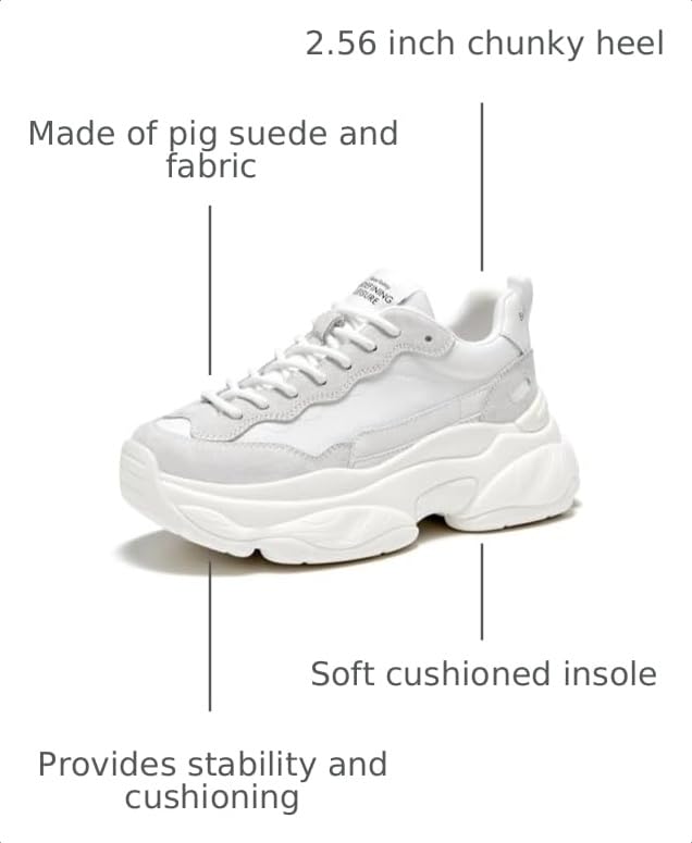 Image of BEAU TODAY Womens Chunky Sneakers, Walking Shoes for Women, Lace up Comfortable Platform Fashion Dad Sneakers Off White US Size 5