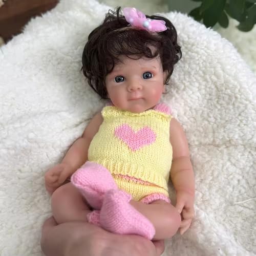 Lifelike 12inch / 30cm Silikon Reborn Baby Puppe Mädchen, realistische handgefertigte Mini Neugeborenes mit verwurzeltem Haar und geöffneten Augen für die Älteren und Kinder – Bild 7