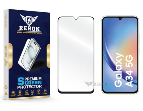 Image of Gorilla Tempered Glass Screen Protector Compatible with Samsung Galaxy A34 5G [Pack of 1] | Edge-to-Edge, Bubble-Free, Case Friendly, Easy Installation Kit