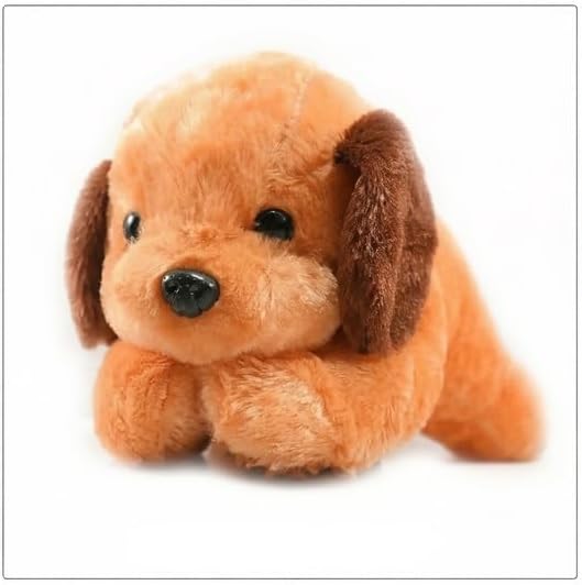 Image of HUG 'n' FEEL SOFT TOYS Sleeping Brown Dog Plush Toy (30 cm) | Cute Stuffed Animal Cuddly Puppy Doll for Kids, Boys & Girls, Newborn Baby Shower & Home Room Decor