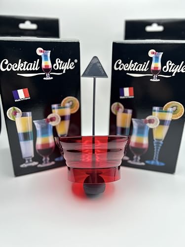 Suprême Cocktail – Appareil à Irish Coffee Rouge | Machine à Cocktail Design | Verre Cocktail Effet Cascade | Cadeau Bar & Maison
