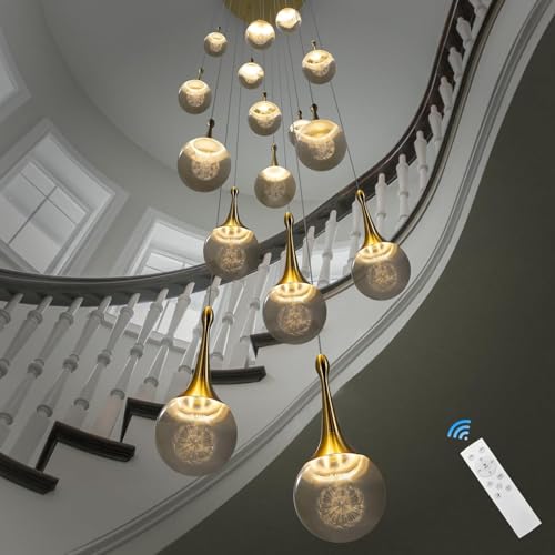 Lustre en cristal LED moderne à intensité variable avec télécommande incluse