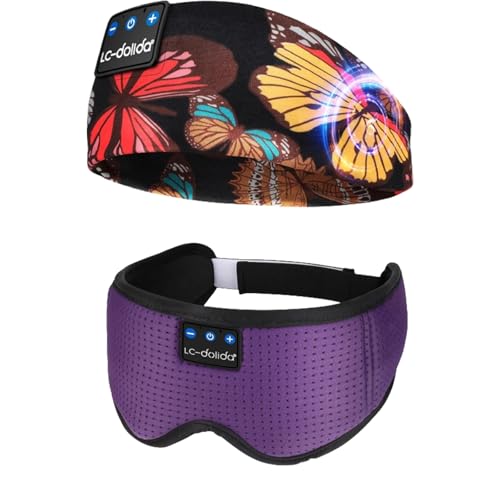 LC-dolida Sleep Headphones Headband Bluetooth 5.4,Sleep Headphones,Ideal for Travel,Night Work,Napping,Side Sleeping and Office Use for Bot
