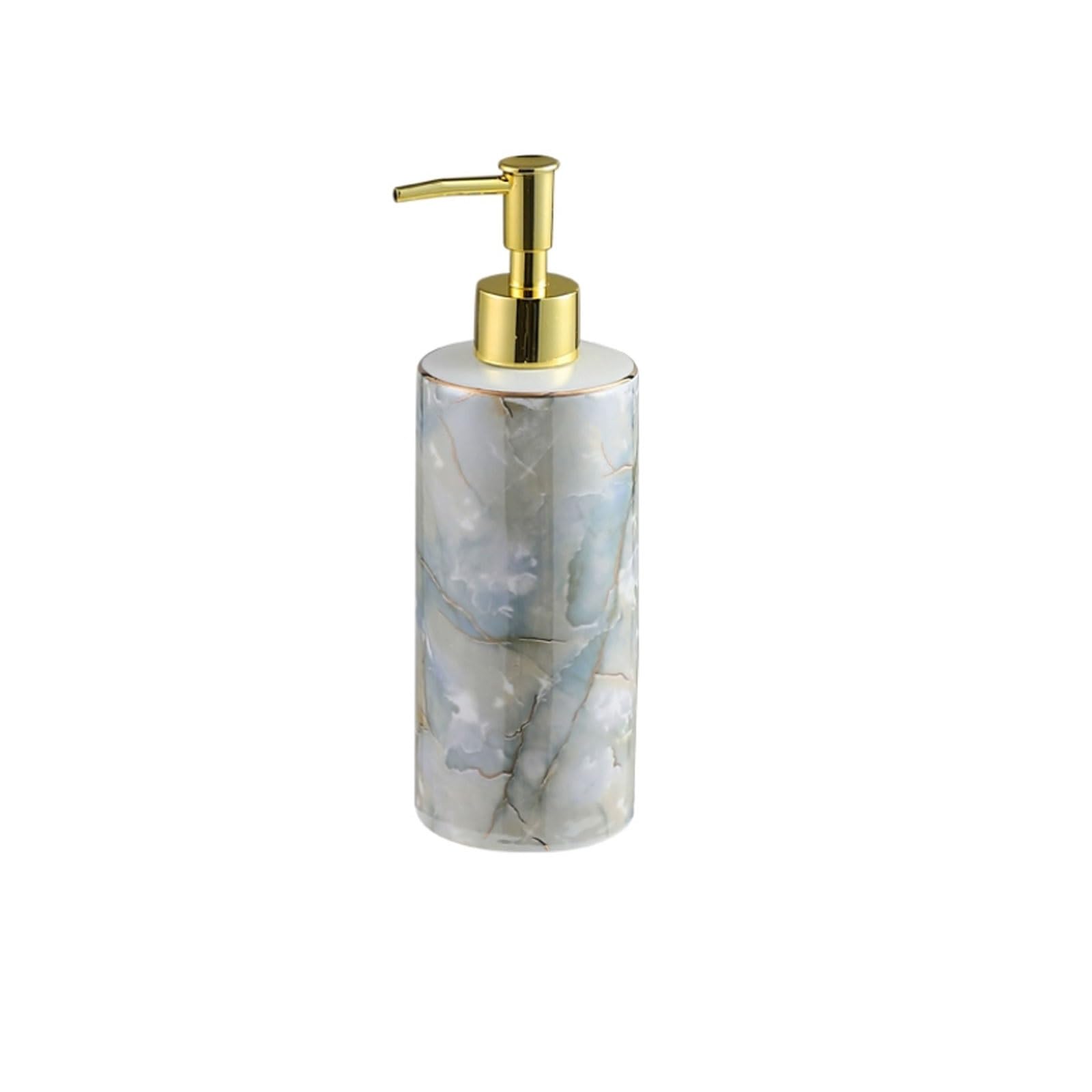 Yuihatf Style B 13.5Oz Ceramic Soap Dispenser Hand-Painted Gold Accent, Smooth Glaze, Countertop For Bathroom Hotel(Style B)