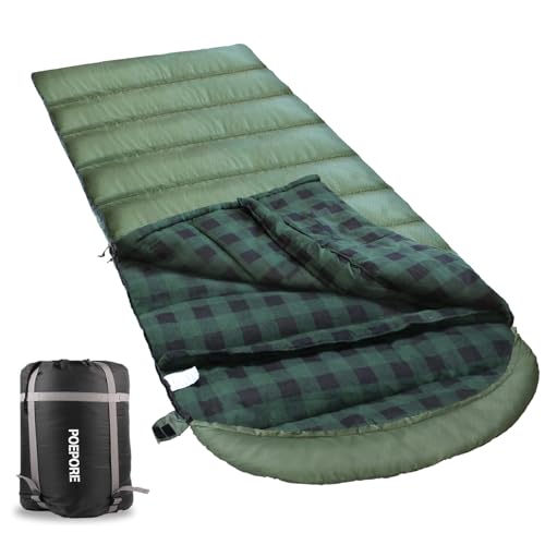 Poepore XXL Schlafsack Outdoor für Erwachsene 3–4 Jahreszeiten Baumwolle Flanellfutter Camping...