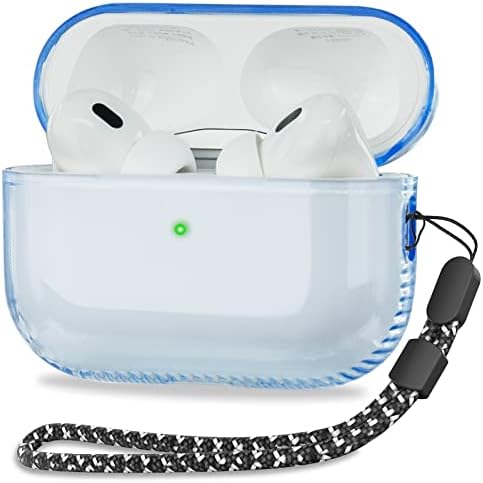 Airpods Pro 2nd Generation Case Clear - YOMPLOW Soft TPU AirPods Pro 2 Case 2022 with Keychain Women Men Shockproof Transparent Protecitve Cover for Apple Airpods Pro 2, Blue