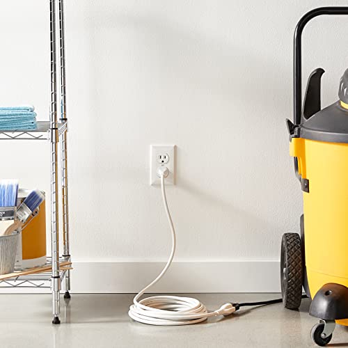 Image of Amazon Basics Extension Cord, 20 Ft, 3 Prong Outlet Extender, Indoor Power Cord, 13 Amps, 125V, White