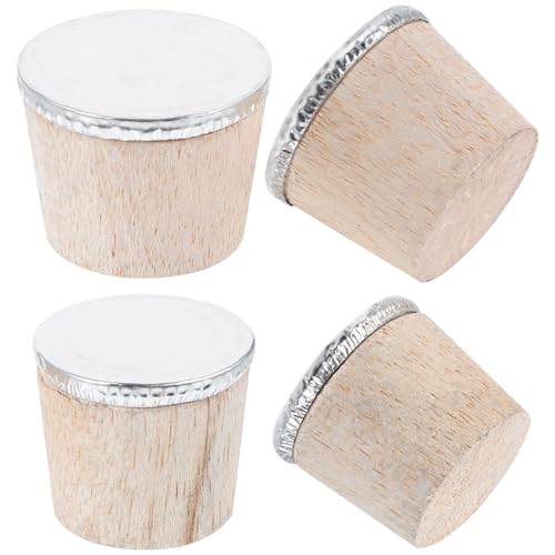 Veemoon Tapones de Madera para Hervidores de Agua Caliente, Set 4 Piezas (2 Grandes 2 Pequeños), Tapones de Corcho para Tetera Diseño de Rosca, Accesorios para Bolsas y Botellas