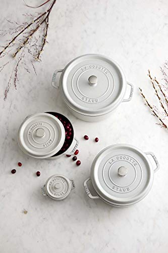 Image of Staub Cast Iron 5.5-qt Round Cocotte - White Truffle, Made in France