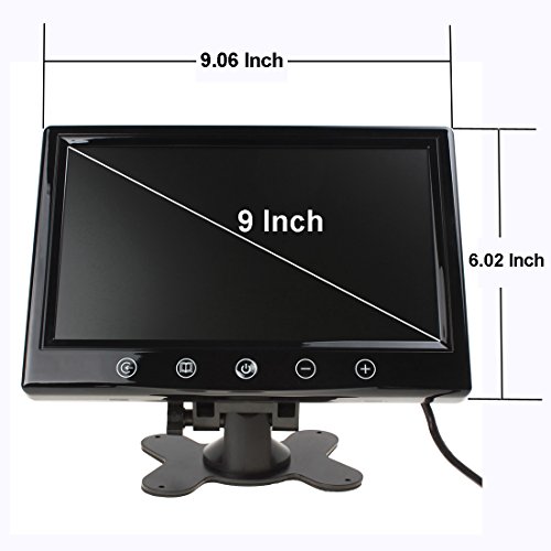 Image of SallyBest 9 Inch 16:9 HD Pillow TFT LCD Color Screen Car Rearview Monitor Support 2 Video Output Widescreen Car Rear View Headrest DVD VCR Monitor with Touch Button & Remote Control