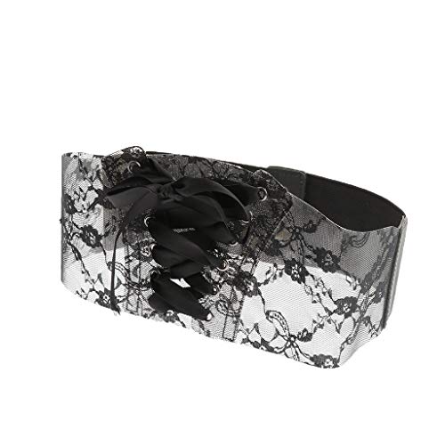 menolana Feminino Lace Up Cinto Elástico Extensível Faixa Larga Waspie Espartilho Cintura Cinto - Pr