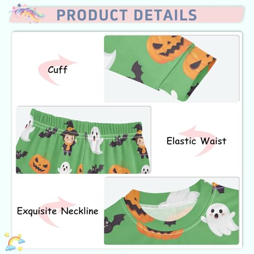 Pajama Sets Long Sleeve Halloween Themed Cute Characters Soft Comfy Sleepwear 2 Piece PJS 3-8T4