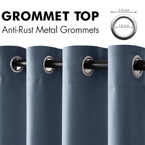 MIULEE Blackout Room Darkening Curtains Thermal Insulated Drapes Solid Window Treatment Set Grommet Top Light Blocking Curtain for Living Room/Bedroom 2 Panels 42 x 63 inch Stone Blue