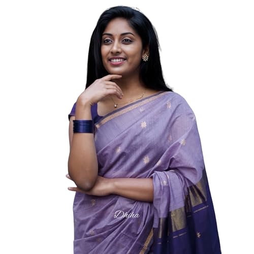 Image of Original Maheswari Cotton Silk Saree for Women | Kanjivaram Pure Silk Cotton Sari with Blouse | Zari Work | Tassels | Handloom Weave
