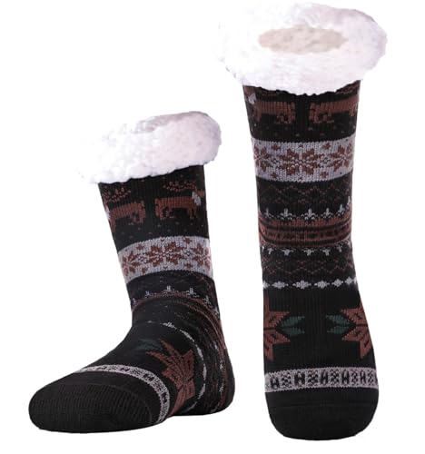 Hisonwel Hombre Navidad Calcetines Invierno Gruesos EU 38-46,Calentar Pantuflas de Estar,Por Casa Super Suaves Cómodos Calcetines Antideslizante