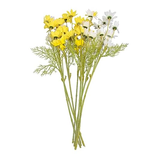 DECHOUS 8 Piezas Pequeño Ramo De Margaritas Decoración Boda Ramo De Diseño De Boda Ramo De Margaritas Realista De Ramo Pequeña Margarita Blanco Manzanilla Flor De Seda