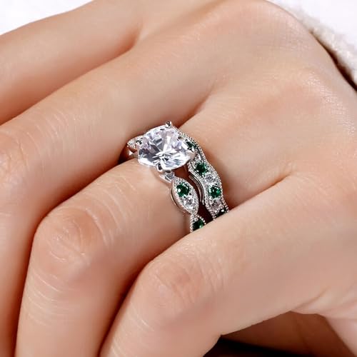 Image of Jeulia 3 Carat CZ Solitaire Engagement Rings Halo Milgrain Heart Cut Sterling Silver Ring Set Promise Engagement Wedding Anniversary Rings Bridal Sets for Women